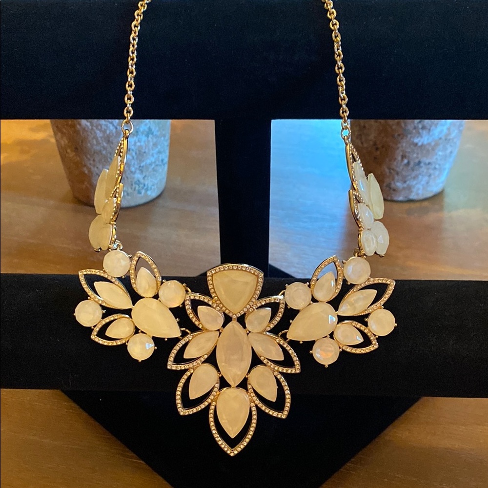 INC International Concepts Gold and Cream Floral Necklace